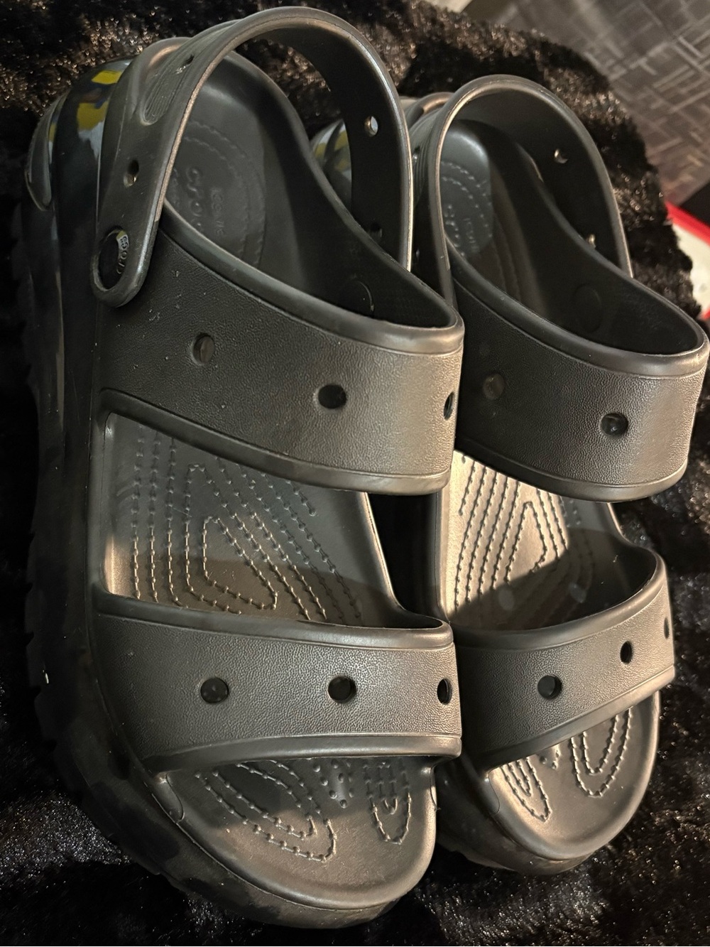 Black Croc Sandals